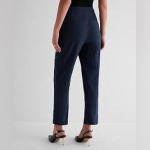 Express High Waisted Twill Straight Ankle Pant